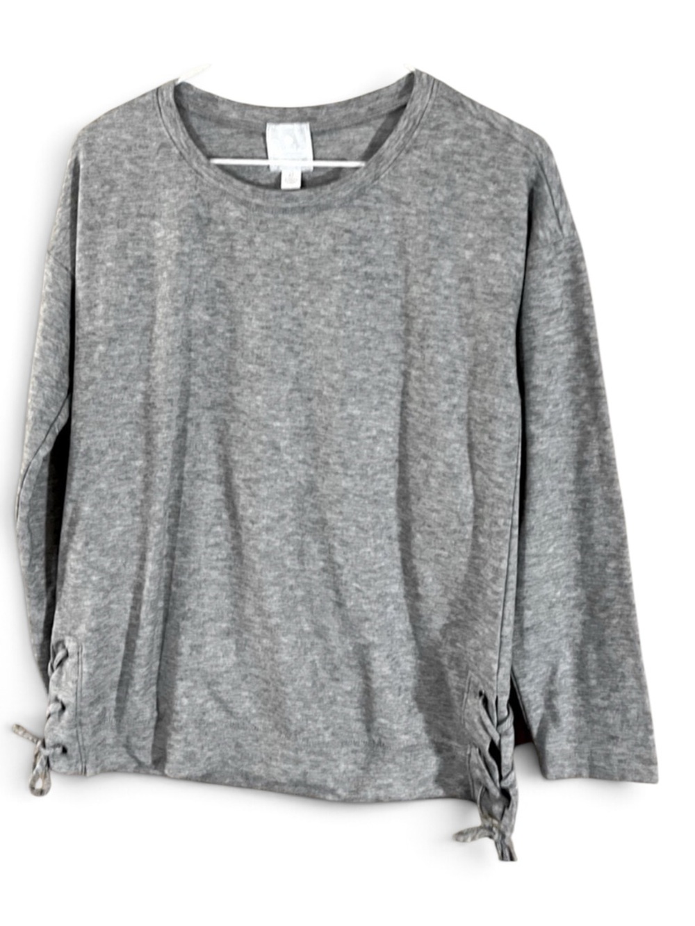 Light Gray Side Drawstring Oversized Crew Sweatshirt